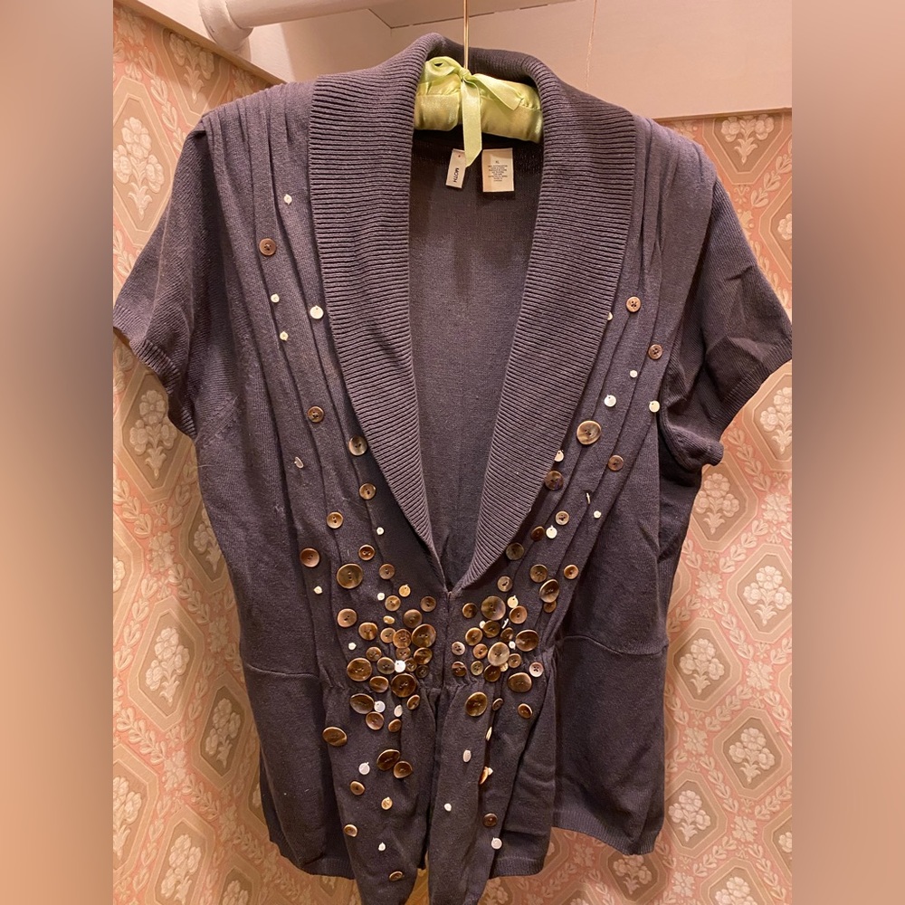 Anthropologie MOTH XL blue cardigan sweater cotton